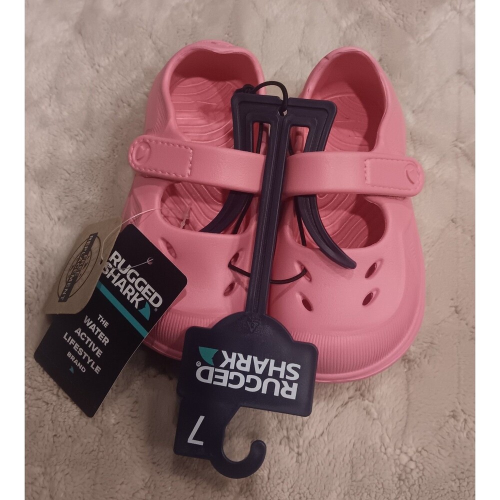 Rugged Shark Toddler 7 Girls Pink Slip On Mary Jane Floatable Water Shoes (B1)